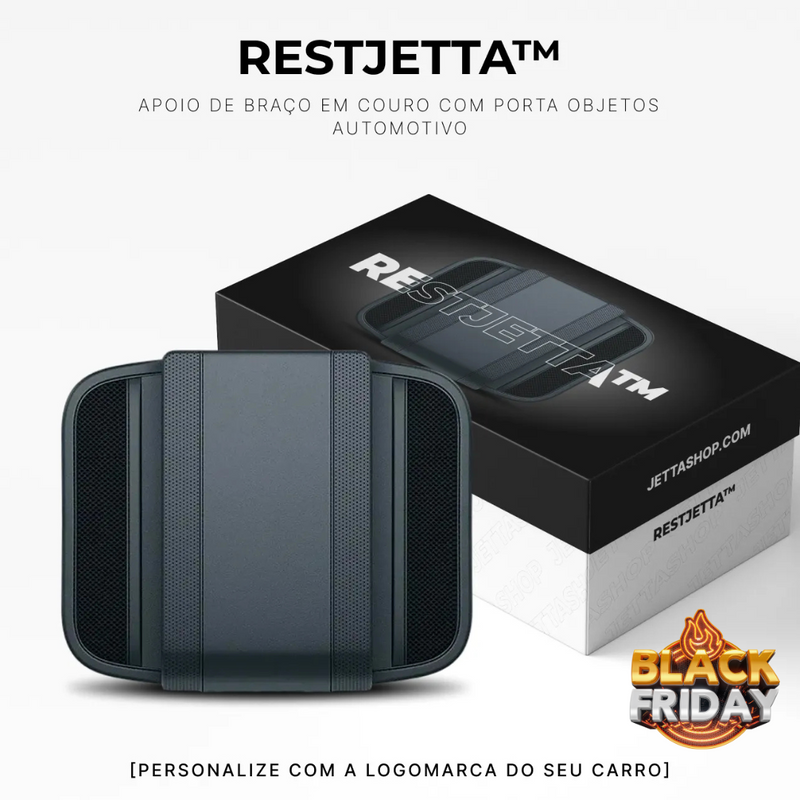 RestJetta ™ - Apoio de Braço Em Couro com Porta Objetos Automotivo [ESPECIAL BLACK FRIDAY]