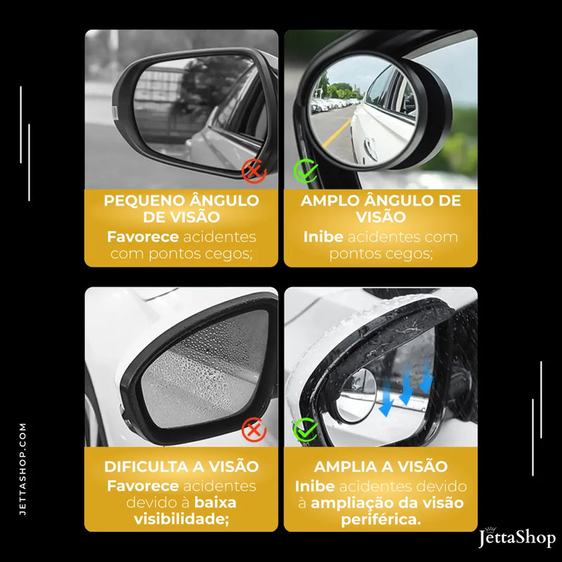 (PAGUE 1 LEVE 2) Protetor de Retrovisor contra Chuvas com Mini Espelho Convexo - Jetta TapeGlass™