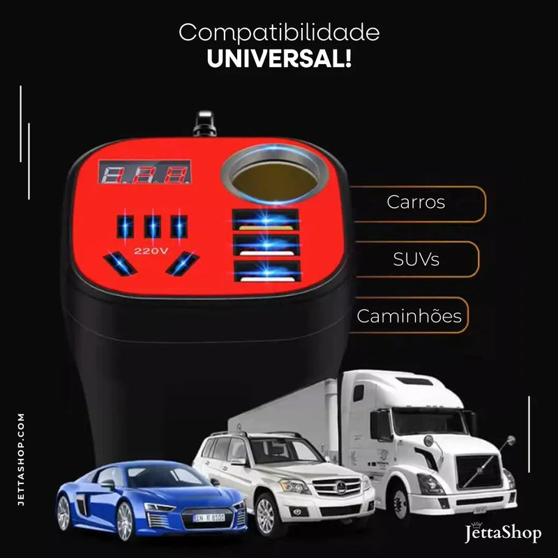 Inversor de Potência para Acendedor de Cigarro Automotivo Multiuso - Jetta CupCharge™ [ESTOQUE LIMITADO]
