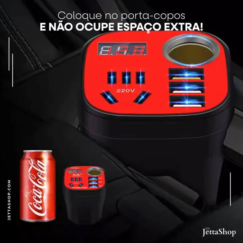Inversor de Potência para Acendedor de Cigarro Automotivo Multiuso - Jetta CupCharge™ [ESTOQUE LIMITADO]