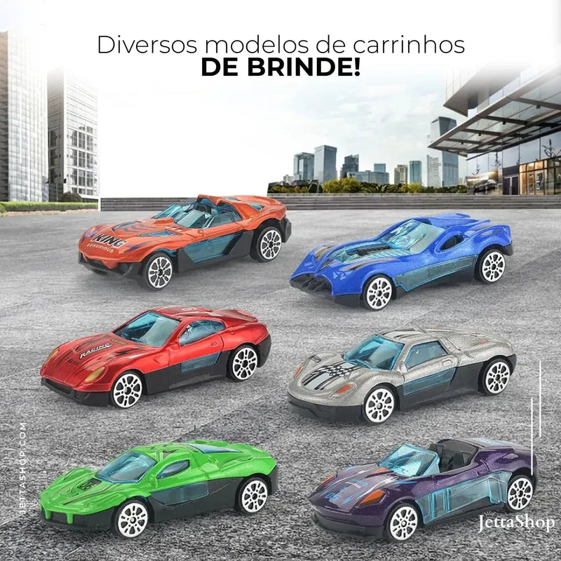 Mega Caminhão Cegonha 2 em 1 com Pista de Corrida - Jetta ToyTruck™ [+ 6 CARRINHOS DE BRINDE]